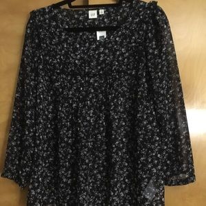 NWT Gap Sheer Floral Print Peasant Blouse